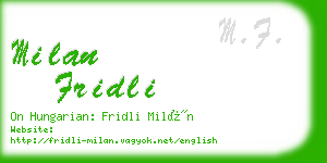 milan fridli business card